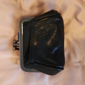 Tiny black leather coin purse